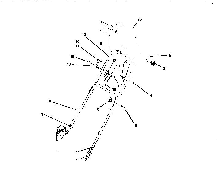 Handle Assembly Diagram and Parts List for 10321 790001 & UP Lawn Boy Lawn Mower